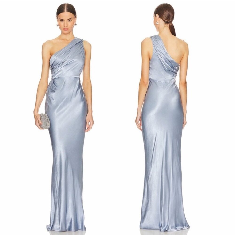 NEW NWT Shona Joy La Lune One Shoulder Maxi Dress Blue Size 8